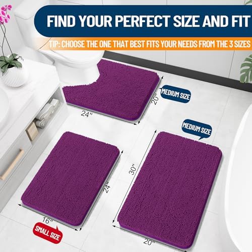 OLANLY Small Bathroom Rugs 24x16, Extra Soft Absorbent Chenille Bath Rugs
