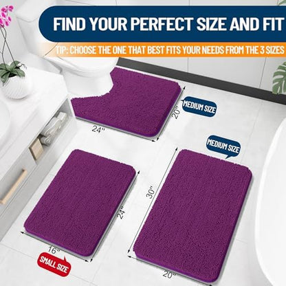 OLANLY Small Bathroom Rugs 24x16, Extra Soft Absorbent Chenille Bath Rugs