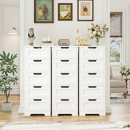 FOTOSOK Bathroom Cabinet, Bathroom Storage Cabinet with 5 Drawers, White