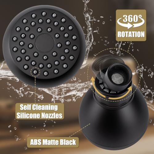 AISOSO Fixed Shower Head High Pressure 2PCS 3 Inch Showerhead Matte Black