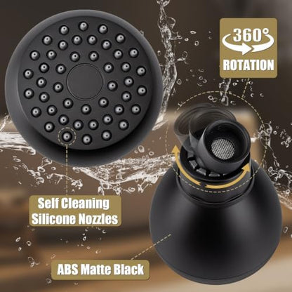 AISOSO Fixed Shower Head High Pressure 2PCS 3 Inch Showerhead Matte Black