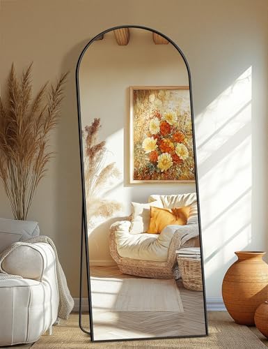 Arched Full Length Mirror, 70"x24" Standing Body Mirror for Wall, Black