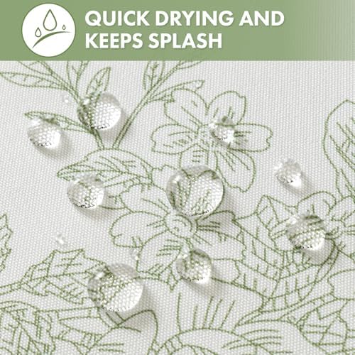 Spring Sage Green Floral Shower Curtain W72*L72 Inches Long