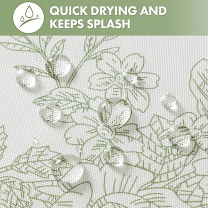 Spring Sage Green Floral Shower Curtain W72*L72 Inches Long