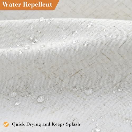 Nanspring Extra Long Linen Shower Curtain for Bathroom 80 Inch White Solid