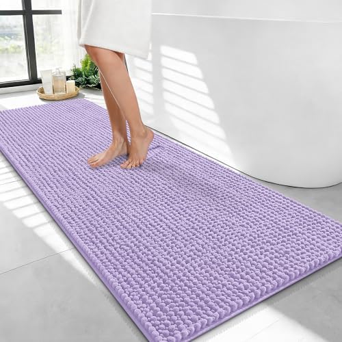 OLANLY Thick Chenille Bathroom Runner Rugs Mats 47x24, Lavender