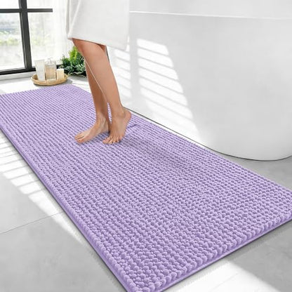 OLANLY Thick Chenille Bathroom Runner Rugs Mats 47x24, Lavender