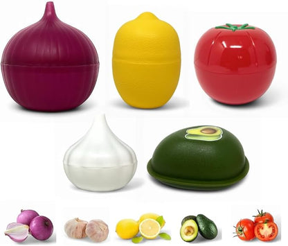Vegetable and Fruit Saver, Keep Fresh Longer, Reusable Storage Keeper, Vegetable and Fruit Storage Containers in Fridge, BPA Free (Garlic)