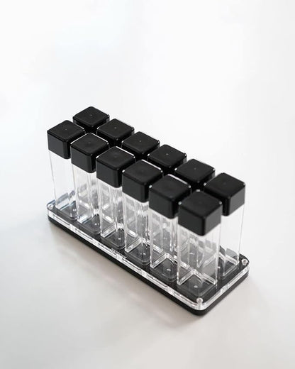 Normcore 12 Tubes Coffee Bean Cellars with Stand & Hopper - Single Dose Coffee Bean Vaults - Espresso Bean Storage Set - One-Way Exhaust Valve - Capacity 25-28g