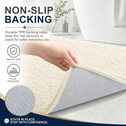 OLANLY Microfiber Bathroom Rugs 30x20, Ultra Soft Absorbent Bath Mat, White