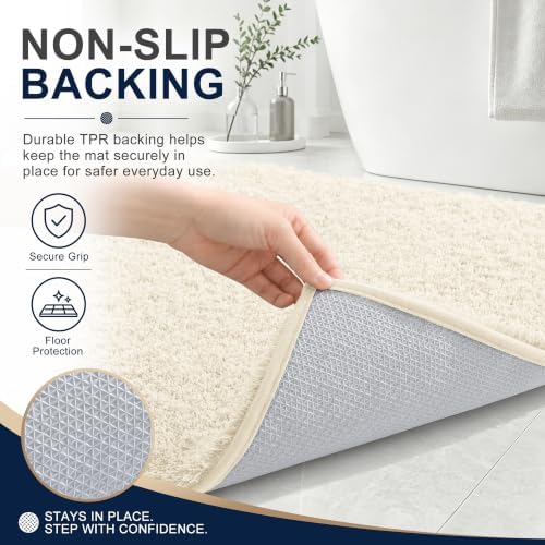 OLANLY Microfiber Bathroom Runner Rugs 70x24, Ultra Soft Bath Mat, White