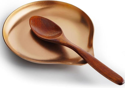 VanlonPro Stainless Steel Spoon Rest, Spatula Ladle Holder, Stainless Steel Utensil Spoon Rest Holder, Brushed Finish, Dishwasher Safe 5.9 x 5.1 Inch (Round Rose Gold 1PC)