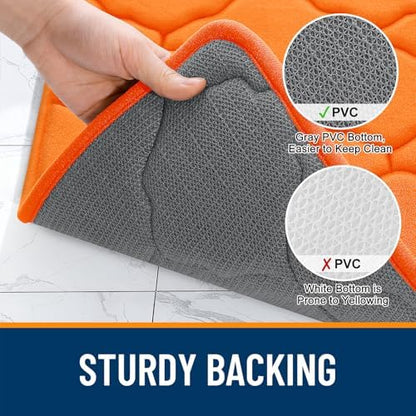 OLANLY Memory Foam Bath Mat Rug 30X20, Ultra Soft Bathroom Rugs, Orange