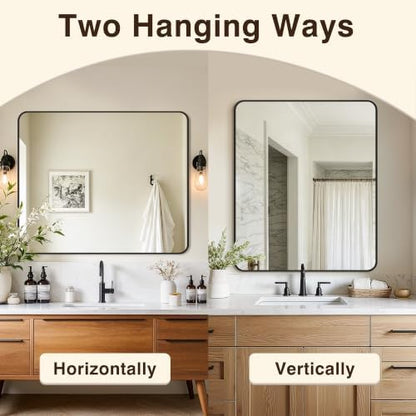 Vanity Bathroom Mirror, 36”x30” Black Bathroom Mirror for Over Sink