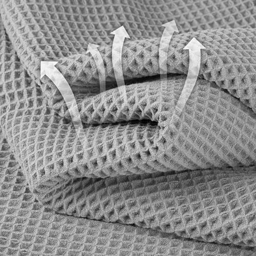 Microfiber Waffle Bath Towels, 4 Pieces, Soft, Absorbent, Fast Drying, Lint Free 430 GSM (27''x55''/68.58 cm x139.7 cm)