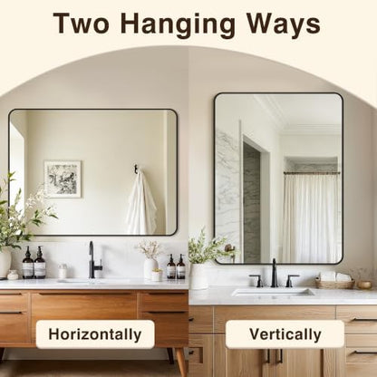 Vanity Bathroom Mirror, 40”x30” Black Bathroom Mirror for Over Sink