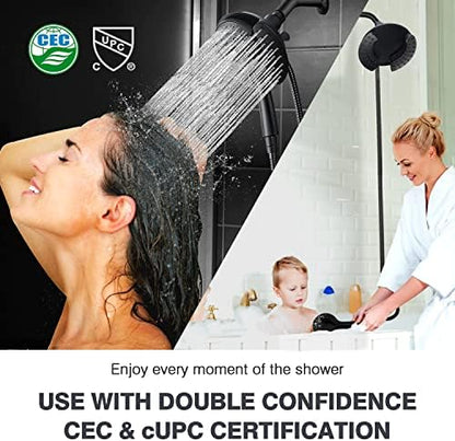 INAVAMZ 2 in 1 Shower Head with Handheld Combo High Pressure Black 1.8 GPM