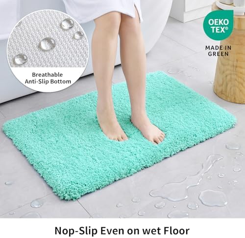 Disolla Mint Green Bathrom Runner Rug 24x59 - Large Soft Plush Bath Mat, Thick Long Non-Slip Shaggy Floor Mat, Ultra-Absorbent for Master Bathroom Bedroom