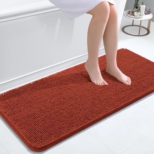 OLANLY Bathroom Runner Rugs 47x20, Extra Soft Absorbent Chenille Bath Rugs