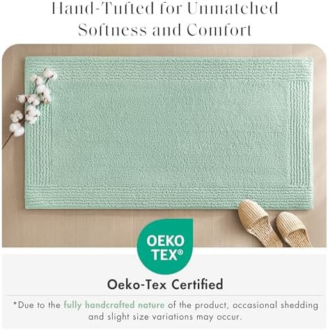 Madison Park Splendor Reversible 100% Cotton Bath Runner, 24 x 72, Green