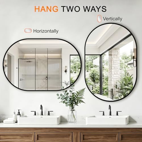 Oval Bathroom Mirror, 2 Pack 24"x36" Black Vanity Mirror for Over Sink