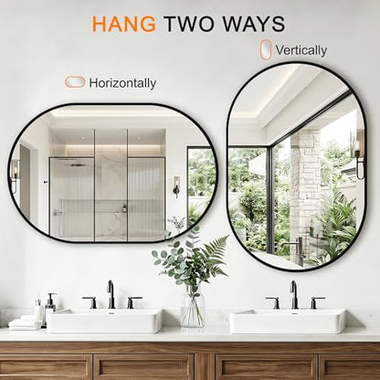 Oval Bathroom Mirror, 2 Pack 24"x36" Black Vanity Mirror for Over Sink