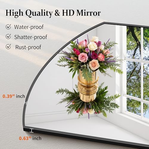 COFENY Bathroom Mirror, 24x60 Inch Black Oval Wall Mounted Mirror with Thin Metal Frame, Large Modern Bathroom Vanity Mirrors for Over Sink, Entryway, Living Room, Bedroom