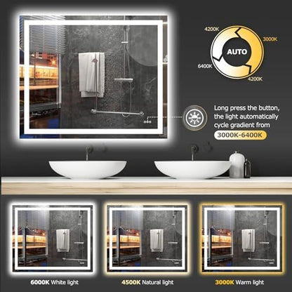 Hivone 48"X40" LED Bathroom Mirror with Lights, UL Listed