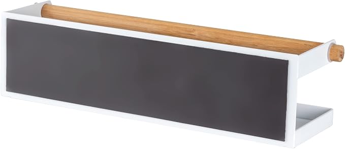 WENKO Magna Magnetic Metal Spice Rack with Bamboo Detail for Storing and Displaying Spice Jars, No Drilling Required with Magnet or Adhesive Tape, 32 x 8 x 8 cm, White