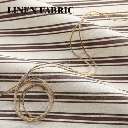 Farmhouse Shower Curtain Ruffle Linen Cream-Brown Stripe 72"W x 84"L