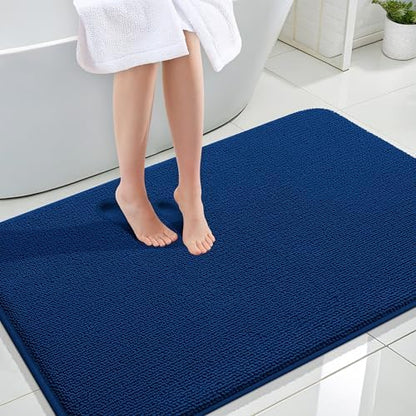 OLANLY Thick Memory Foam Large Bathroom Rug 44x32, Absorbent Bath Mat, Navy