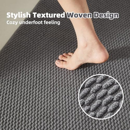 TYUU Bathroom Runner Rug, Long Bath Mat Washable Thin Quick Dry Low Pile Bathroom Runner Rugs 24 x 60 Non Slip, Dark Grey 24"x60"