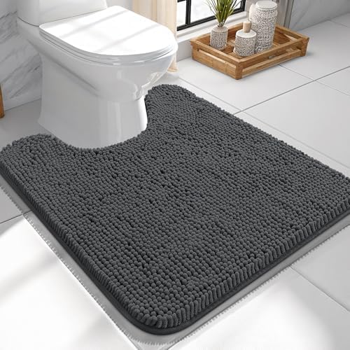 OLANLY Toilet Rugs U-Shaped 24x24, Soft Absorbent Chenille Contour Rugs