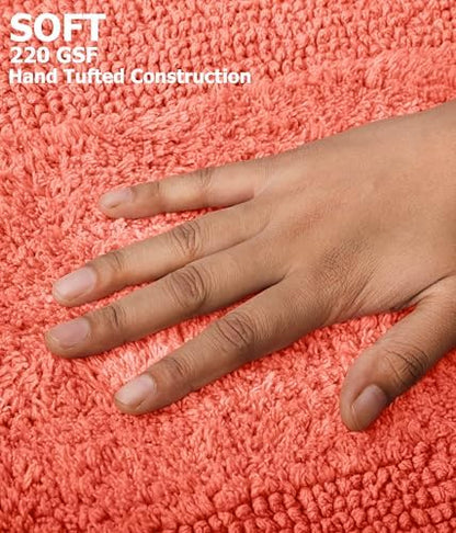 COTTON CRAFT Bath Rugs - 2 Pack Large 20x30 Soft Plush Bath Mats - Coral