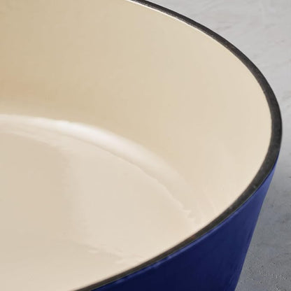 Tramontina Enameled Cast Iron Oval Dutch Oven Pot with Lid, Large 5.5-quart, Blue