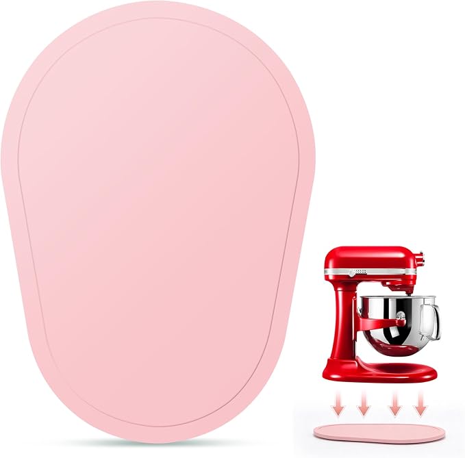 Mixer Slider for Kitchen Aid 5-8 Qt Bowl Lift Stand Mixer, Kitchen Appliance Wood Sliding Mat Countertop Storage Attachments, Mixer Accessories Sliding Tray Moving Board for Kitchen Aid, Pink