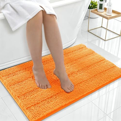 Smiry Thick Chenille Bathroom Rugs 36x24, Soft Absorbent Bath Mat, Orange