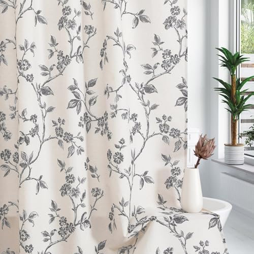 MitoVilla Extra Wide Cotton Floral Shower Curtain for Bathroom,108 x 72