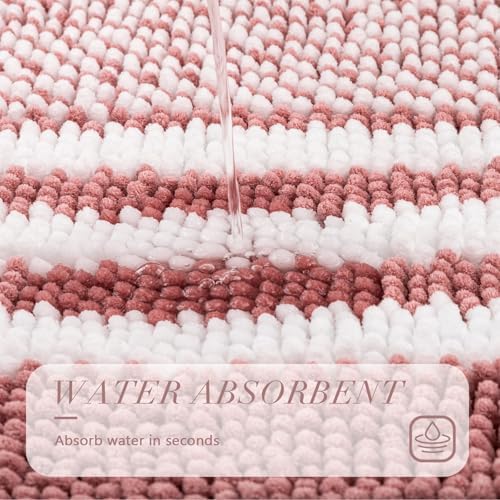 BSICPRO Bathroom Rugs, 17x24 Chenille Bath Mats, Dusty Pink
