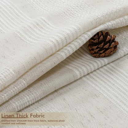OVZME Linen Boho Stall Shower Curtain, Narrow Soft Fabric Striped Textured Bathroom Shower Curtain with Tassel, Modern Farmhouse Machine Washable Bath Decor, Linen, 36Wx72L Inches