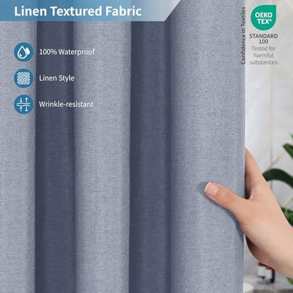 Long Fabric Shower Curtain,No Liner Needed,72x78,Blue Gray