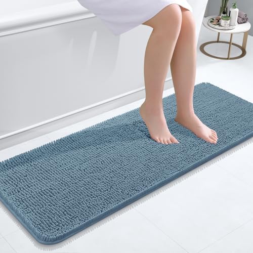 OLANLY Bathroom Runner Rugs 47x17, Extra Soft Absorbent Chenille Bath Rugs