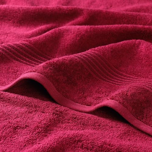 Superior Egyptian Cotton Bath Towel Set, Home Bathroom Towels, Master, Guest Bath, Decor Essentials, Quick Dry, Absorbent, Large Body Towels, Spa, Hotel, Resort, Adult, Kids, Set of 2, Burgundy