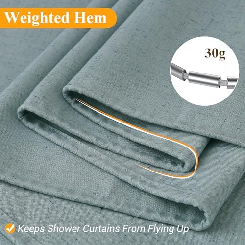 Naturoom Linen Shower Curtain 72 Inch Long for Bathroom Light Blue 1 Panel