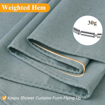 Naturoom Linen Shower Curtain 78 Inch Long for Bathroom Light Blue 1 Panel