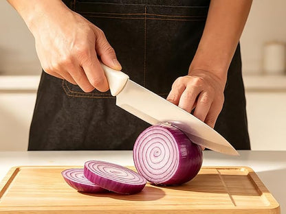 White Knife Set, 14 Pieces Kitchen Knife Set with Knife Sharpener, Knife Set with Block, High Carbon German Stainless Steel Knives Set