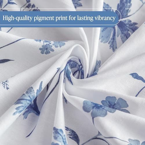 Martha Stewart 100% Cotton Floral Shower Curtain, 72 x 72, Blue