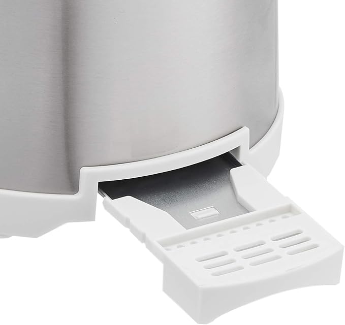 Amazon Basics 2 Slice Cool Touch Stainless Steel Toaster with 7 Browning Settings, Extra Wide Slots (for Bagels, Waffles, Specialty Breads), Removable Crumb Tray, Cancel Button, 800W, Brushed Silver