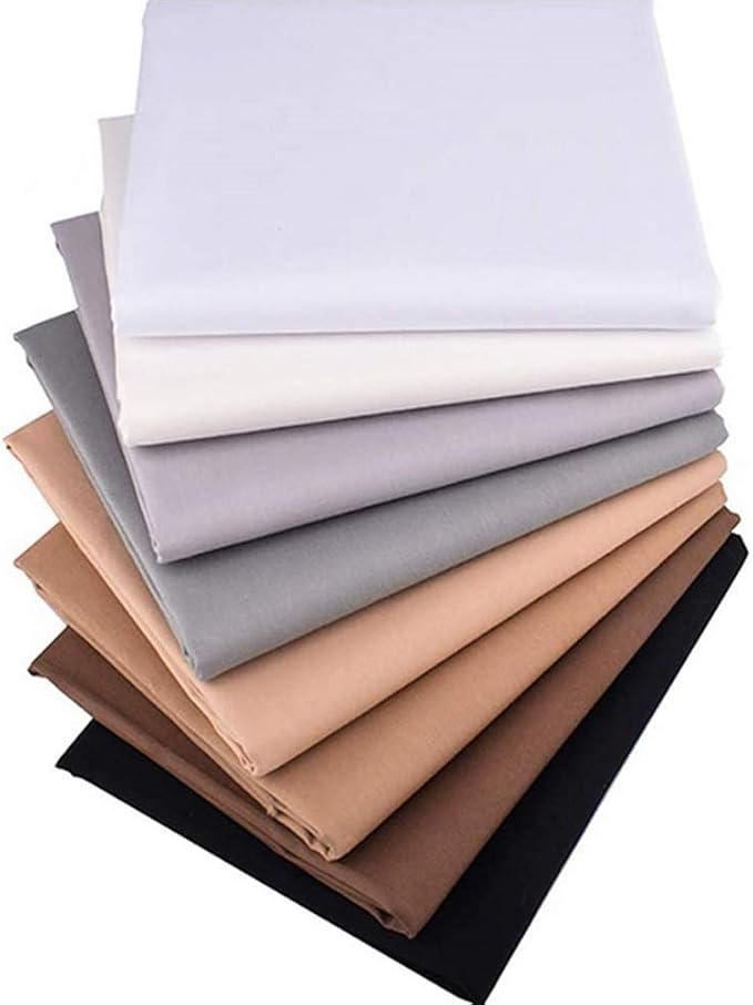 Fabric, 8 pcs/lot Fat Quarter Fabric Bundles Top Cotton 19.69" x 19.69" (50cm x 50cm) Quilting Cotton Craft, Pre-Cut Squares Sheets for Patchwork Sewing Quilting Crafting, Solid Color.