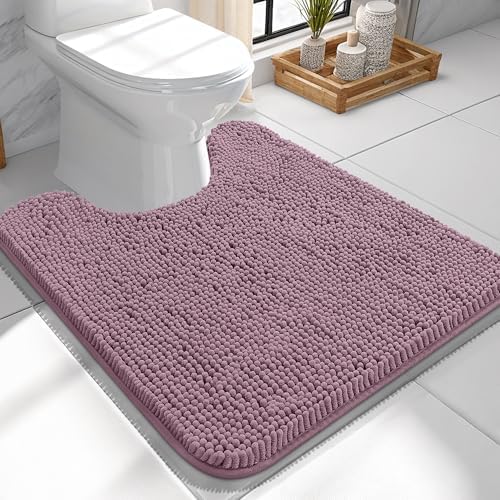 OLANLY Toilet Rugs U-Shaped 24x24, Soft Absorbent Chenille Contour Rugs